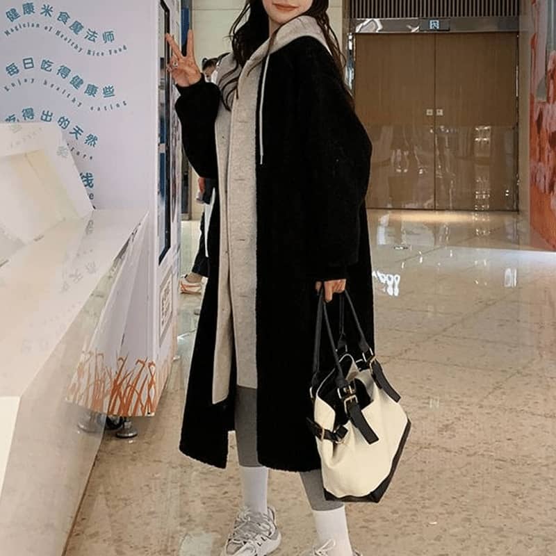 ファッション   韓国系  合わせやすい 長袖 ブレスト コート レディース  フート付き  ロング  アウター