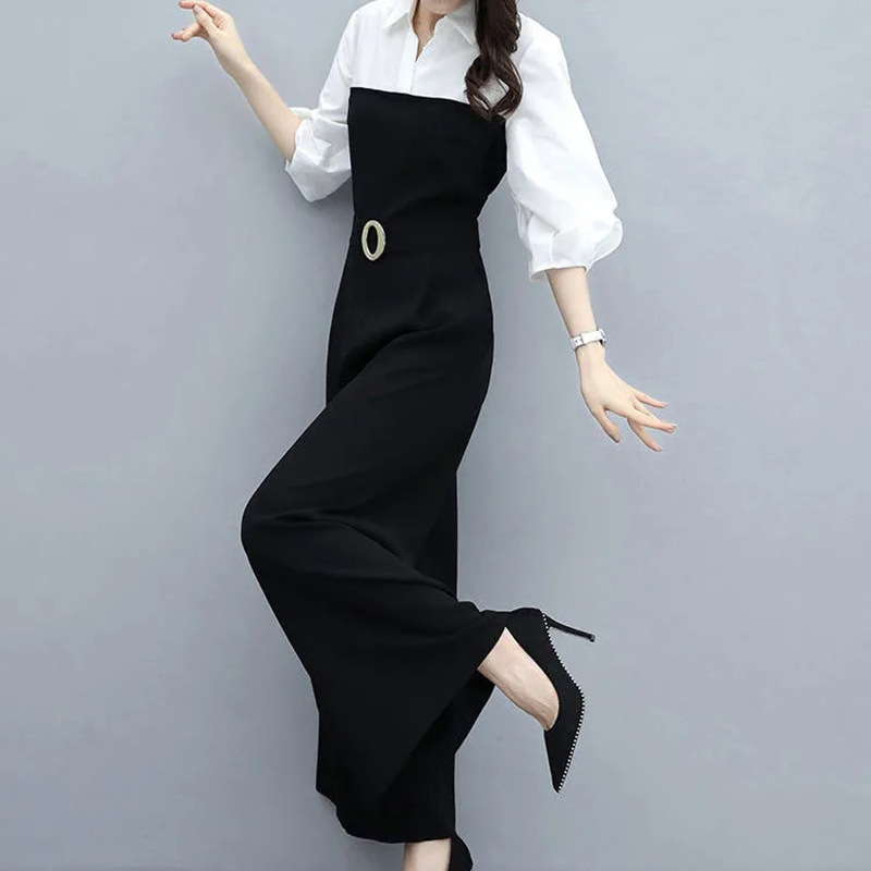 お買い得  カジュアル  ファッション  超人気  韓国風  ハイウエスト  オールインワン  パンツ セット  セットアップ